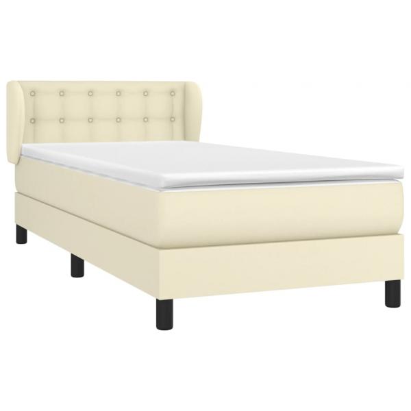 Boxspringbett mit Matratze Creme 100x200 cm Kunstleder