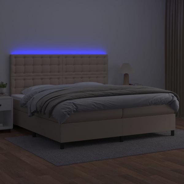 Boxspringbett mit Matratze & LED Cappuccino-Braun 200x200cm