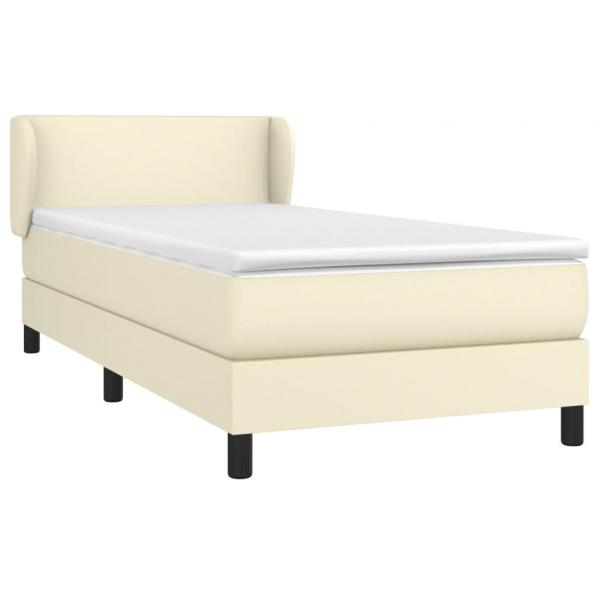 Boxspringbett mit Matratze Creme 100x200 cm Kunstleder