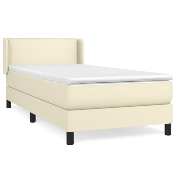 Boxspringbett mit Matratze Creme 100x200 cm Kunstleder