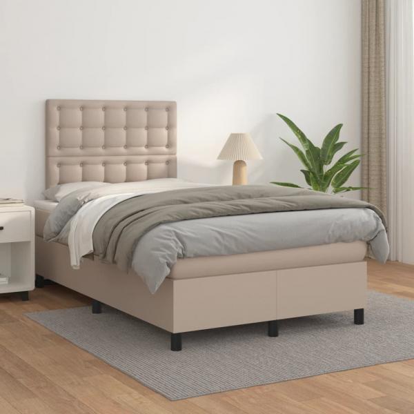 ARDEBO.de - Boxspringbett Matratze Cappuccino-Braun 120x200cm Kunstleder