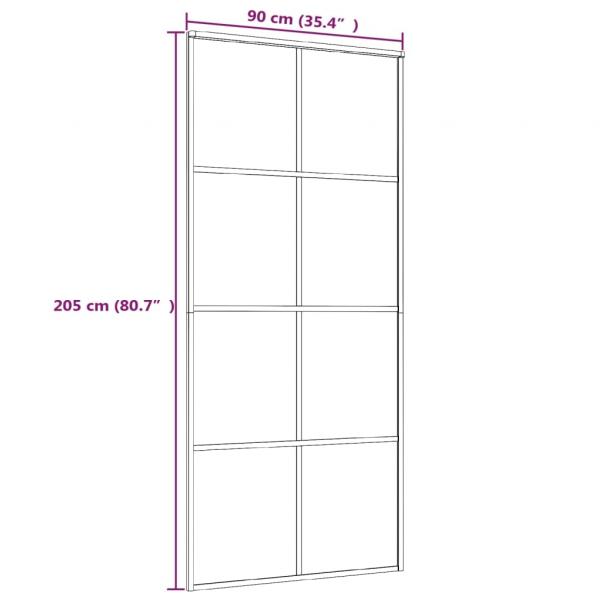 Schiebetür ESG-Glas und Aluminium 90x205 cm Weiß