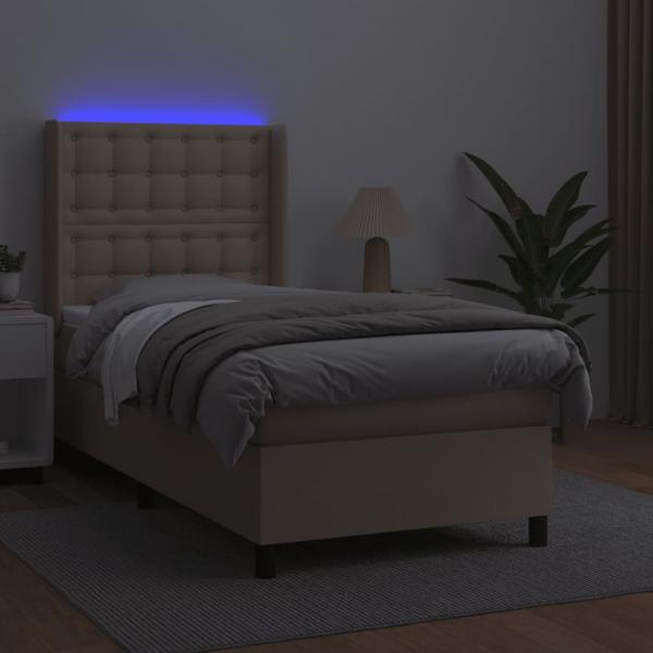 Boxspringbett mit Matratze & LED Cappuccino-Braun 100x200cm