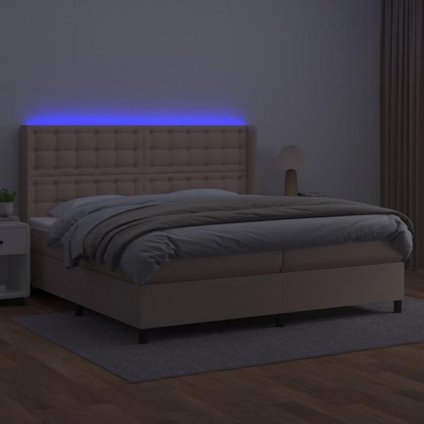 Boxspringbett mit Matratze & LED Cappuccino-Braun 200x200cm