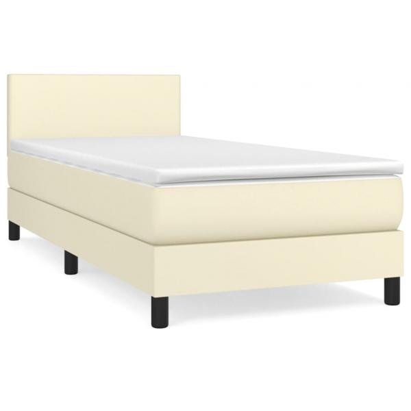 Boxspringbett mit Matratze Creme 100x200 cm Kunstleder