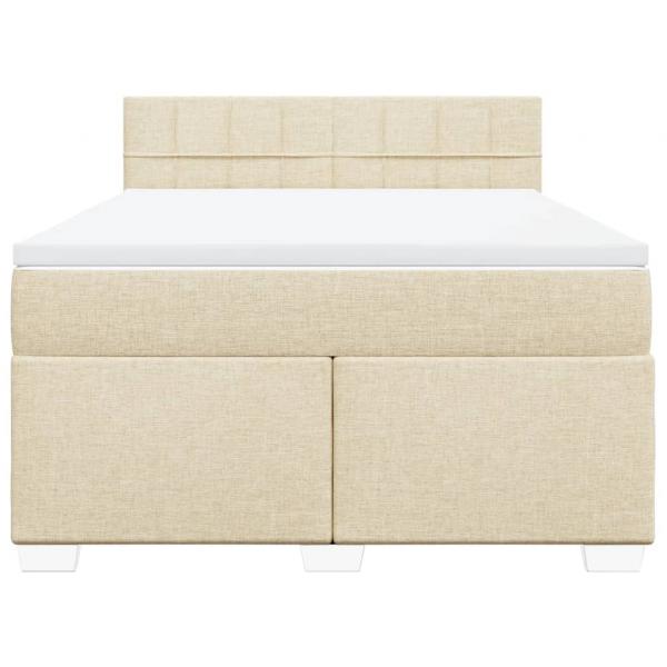 Boxspringbett mit Matratze Creme 140x200 cm Stoff