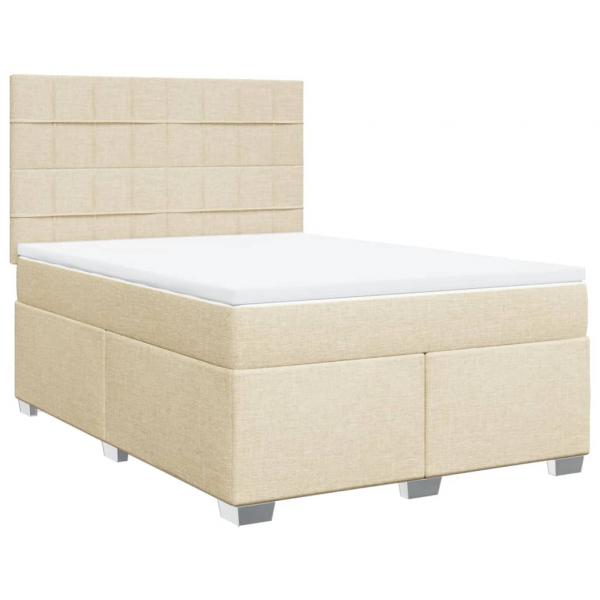 Boxspringbett mit Matratze Creme 140x200 cm Stoff