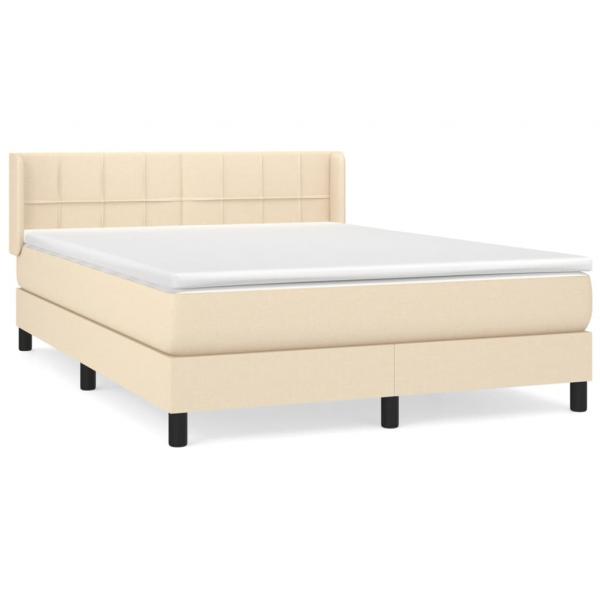 Boxspringbett mit Matratze Creme 140x200 cm Stoff