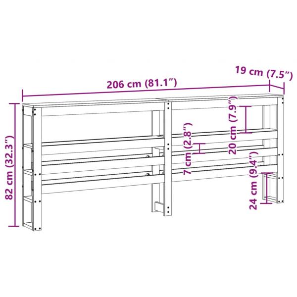 Kopfteil mit Ablagen 200 cm Massivholz Kiefer