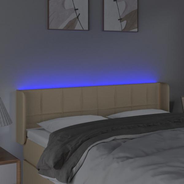 LED Kopfteil Creme 147x16x78/88 cm Stoff