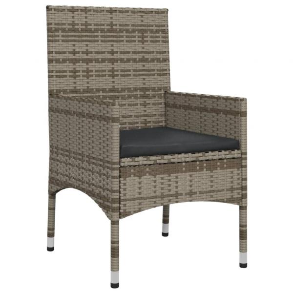 4-tlg. Garten-Lounge-Set mit Kissen Grau Poly Rattan