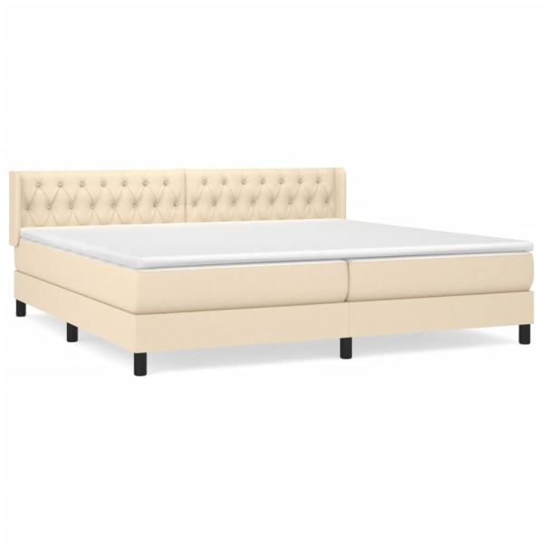 Boxspringbett mit Matratze Creme 200x200 cm Stoff