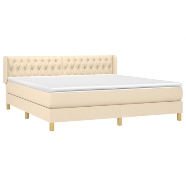 Boxspringbett mit Matratze Creme 180x200 cm Stoff