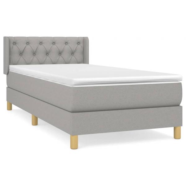 ARDEBO.de - Boxspringbett mit Matratze Hellgrau 80x200 cm Stoff