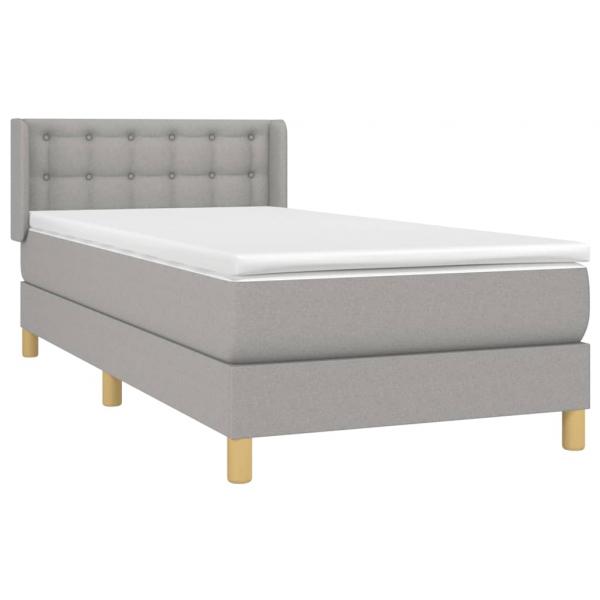 Boxspringbett mit Matratze Hellgrau 100x200 cm Stoff