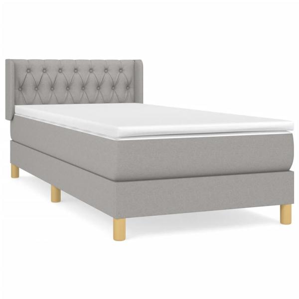 ARDEBO.de - Boxspringbett mit Matratze Hellgrau 90x190 cm Stoff