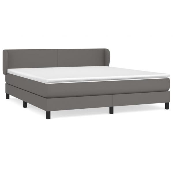 Boxspringbett mit Matratze Grau 160x200 cm Kunstleder