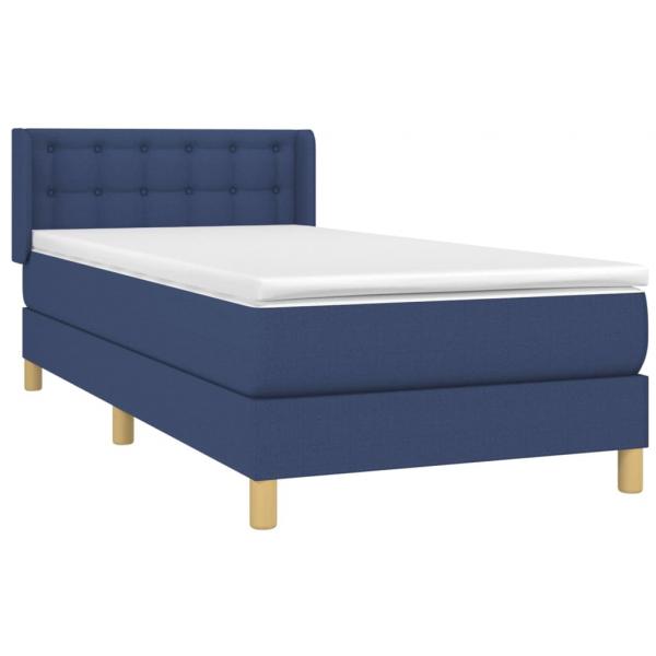 Boxspringbett mit Matratze Blau 100x200 cm Stoff