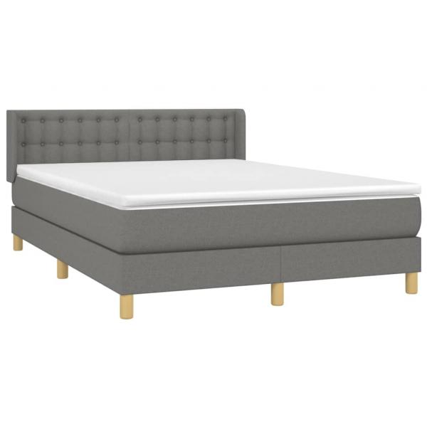 Boxspringbett mit Matratze Dunkelgrau 140x200 cm Stoff