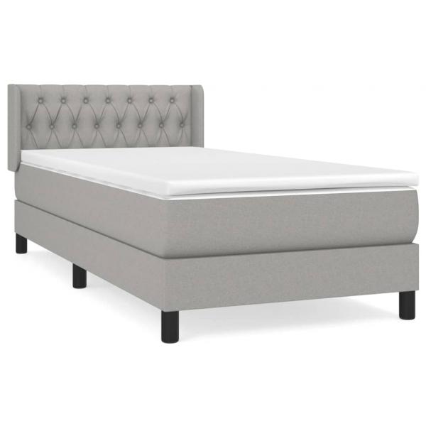 Boxspringbett mit Matratze Hellgrau 100x200 cm Stoff