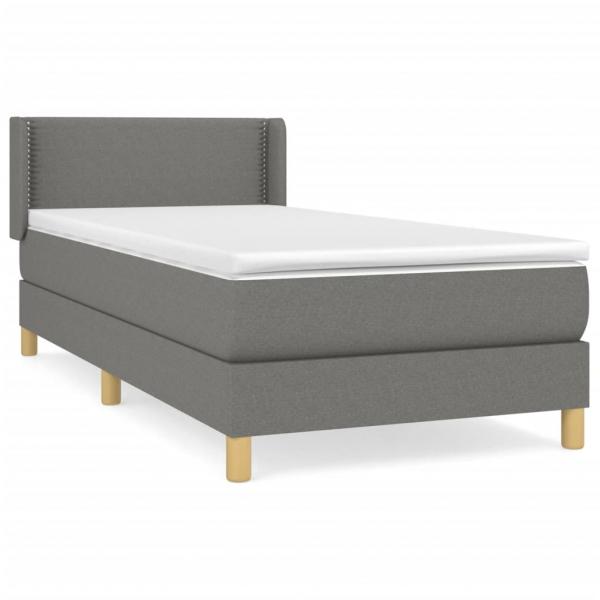 Boxspringbett mit Matratze Dunkelgrau 90x190 cm Stoff