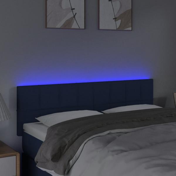 LED Kopfteil Blau 144x5x78/88 cm Stoff