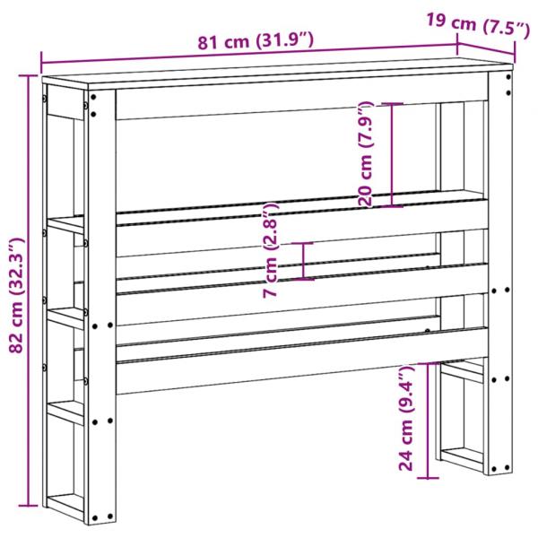 Kopfteil mit Ablagen 75 cm Massivholz Kiefer