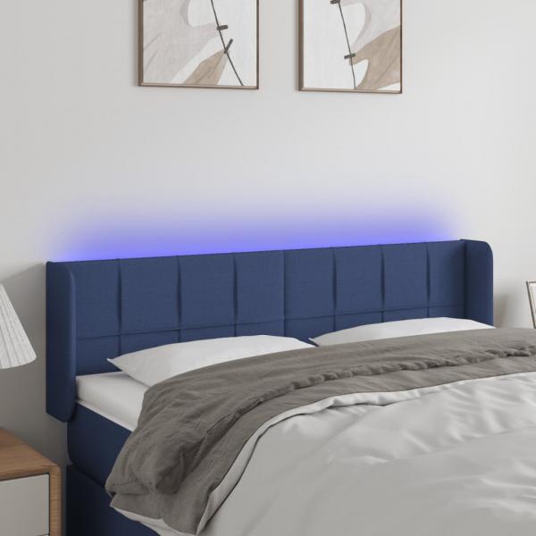 ARDEBO.de - LED Kopfteil Blau 147x16x78/88 cm Stoff