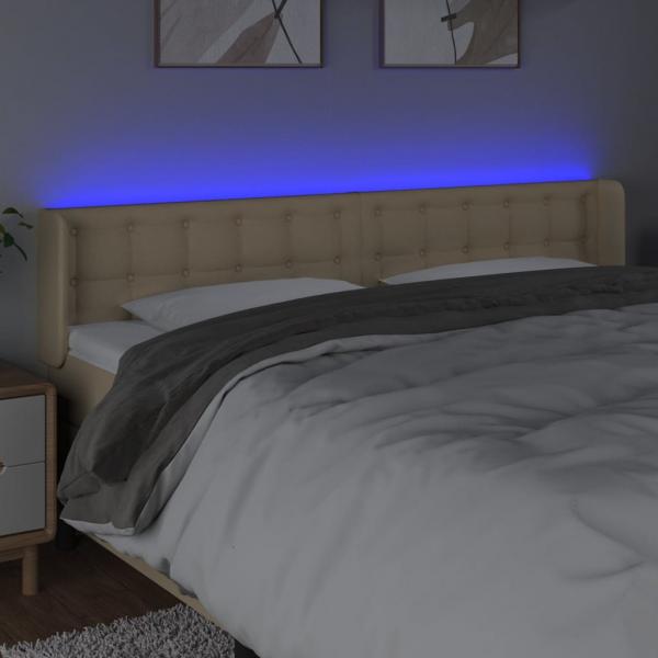 LED Kopfteil Creme 183x16x78/88 cm Stoff