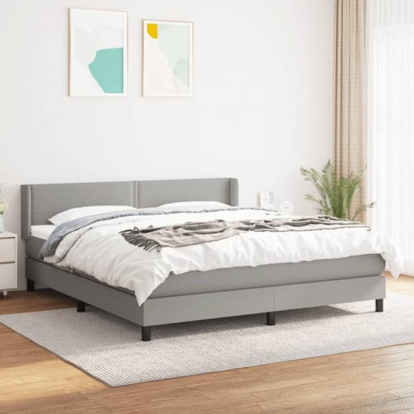 ARDEBO.de - Boxspringbett mit Matratze Hellgrau 180x200 cm Stoff