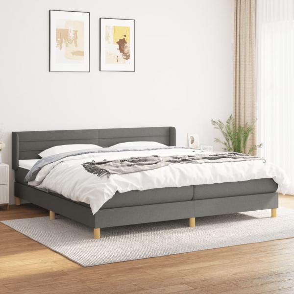 ARDEBO.de - Boxspringbett mit Matratze Dunkelgrau 200x200 cm Stoff