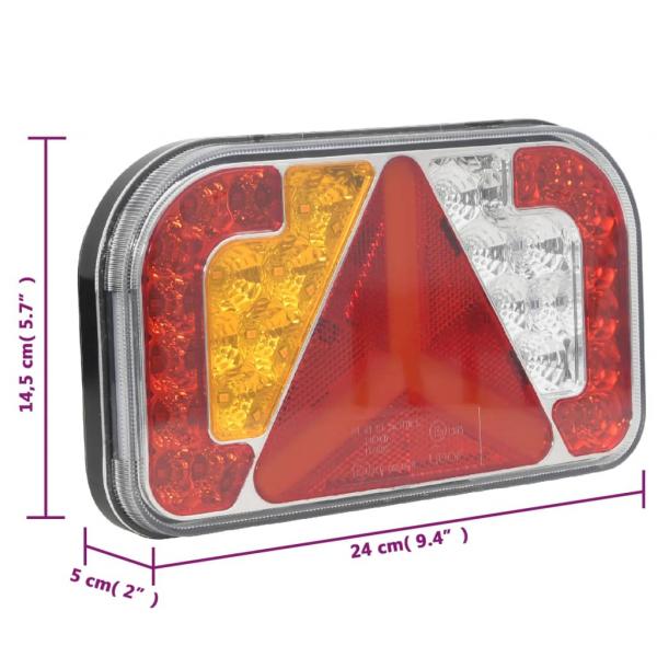 Anhängerleuchten 2 Stk. Rot 24x5x14,5 cm 12V LED-Leuchtmittel