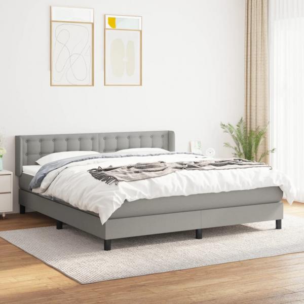 ARDEBO.de - Boxspringbett mit Matratze Hellgrau 180x200 cm Stoff