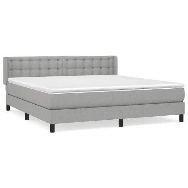 Boxspringbett mit Matratze Hellgrau 180x200 cm Stoff