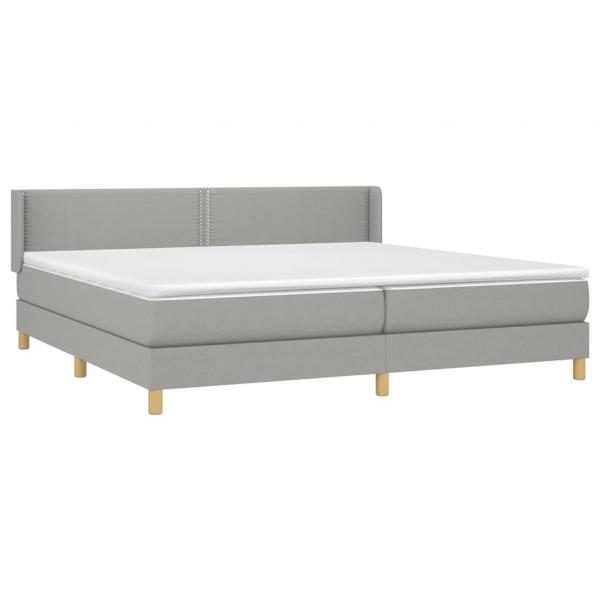 Boxspringbett mit Matratze Hellgrau 200x200 cm Stoff