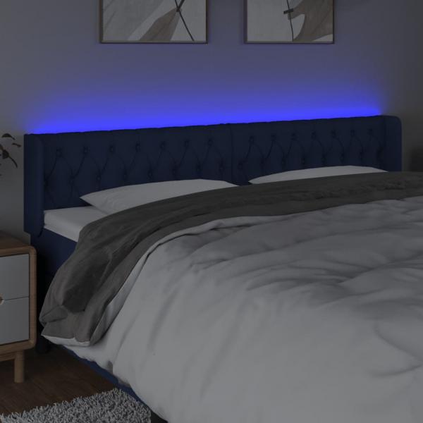 LED Kopfteil Blau 203x16x78/88 cm Stoff