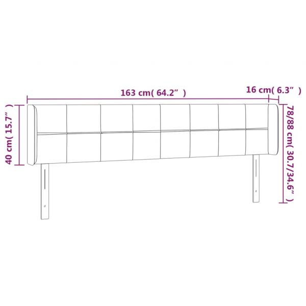 LED Kopfteil Hellgrau 163x16x78/88 cm Stoff