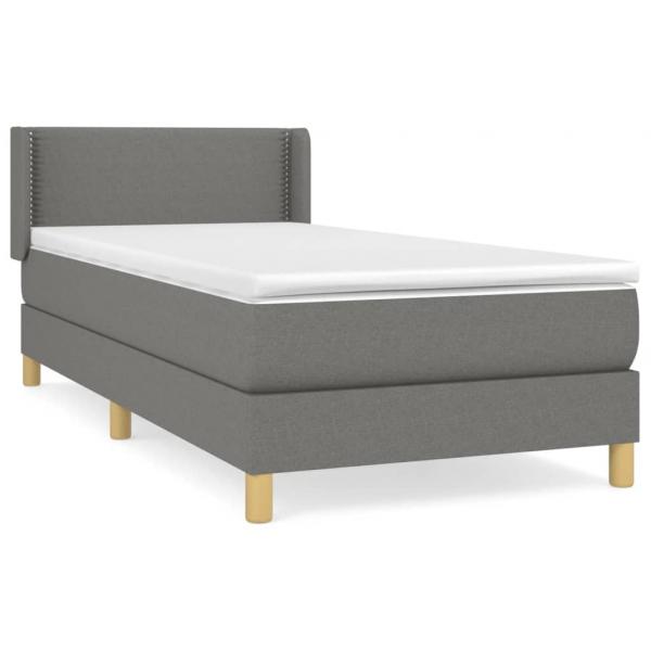 Boxspringbett mit Matratze Dunkelgrau 100x200 cm Stoff