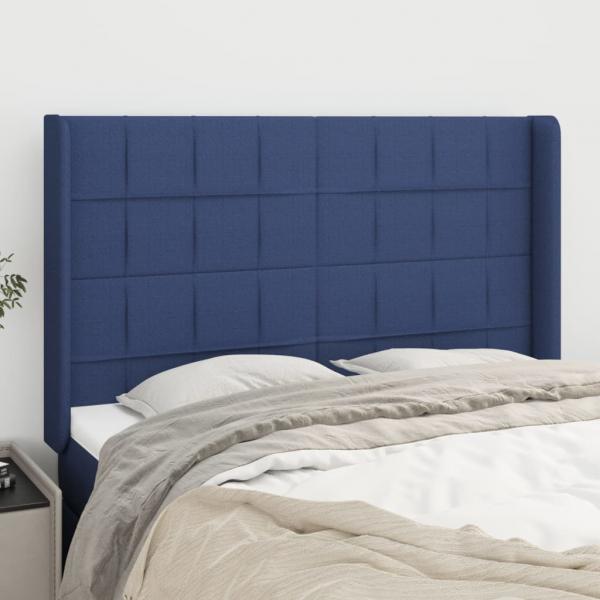 ARDEBO.de - Kopfteil mit Ohren Blau 147x16x118/128 cm Stoff