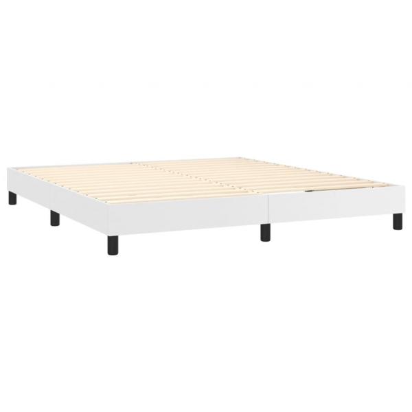 Boxspringbett mit Matratze Weiß 180x200 cm Kunstleder