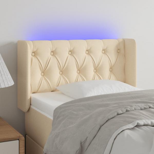 ARDEBO.de - LED Kopfteil Creme 83x16x78/88 cm Stoff