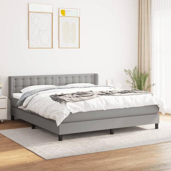 ARDEBO.de - Boxspringbett mit Matratze Hellgrau 160x200 cm Stoff