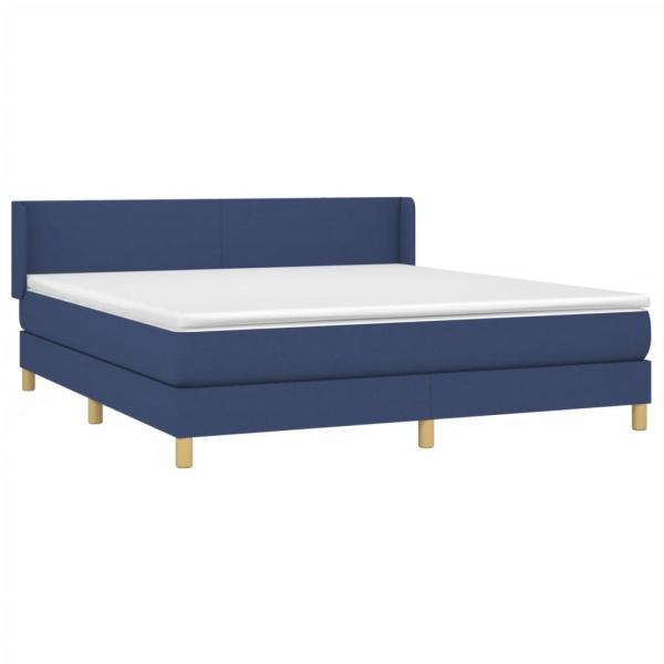 Boxspringbett mit Matratze Blau 160x200 cm Stoff