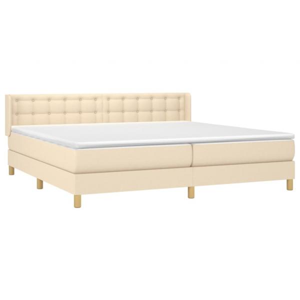 Boxspringbett mit Matratze Creme 180x200 cm Stoff