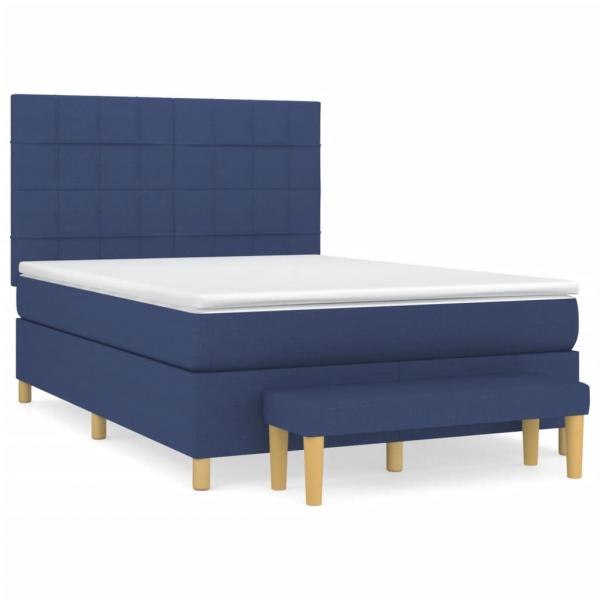 Boxspringbett mit Matratze Blau 140x200 cm Stoff