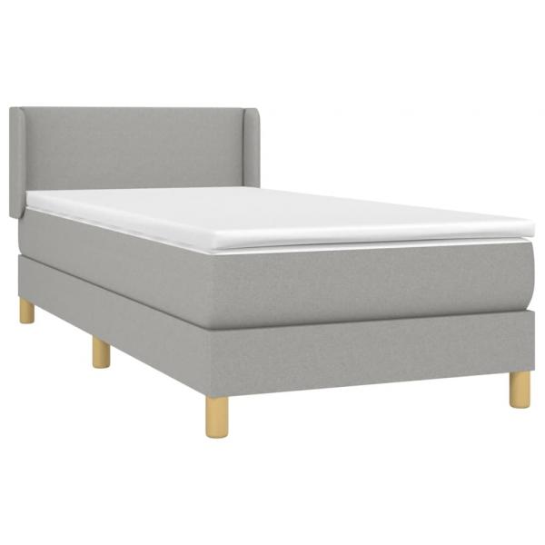 Boxspringbett mit Matratze Hellgrau 90x200 cm Stoff