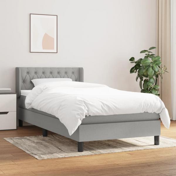 ARDEBO.de - Boxspringbett mit Matratze Hellgrau 90x190 cm Stoff