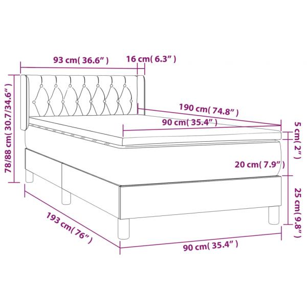 Boxspringbett mit Matratze Hellgrau 90x190 cm Stoff