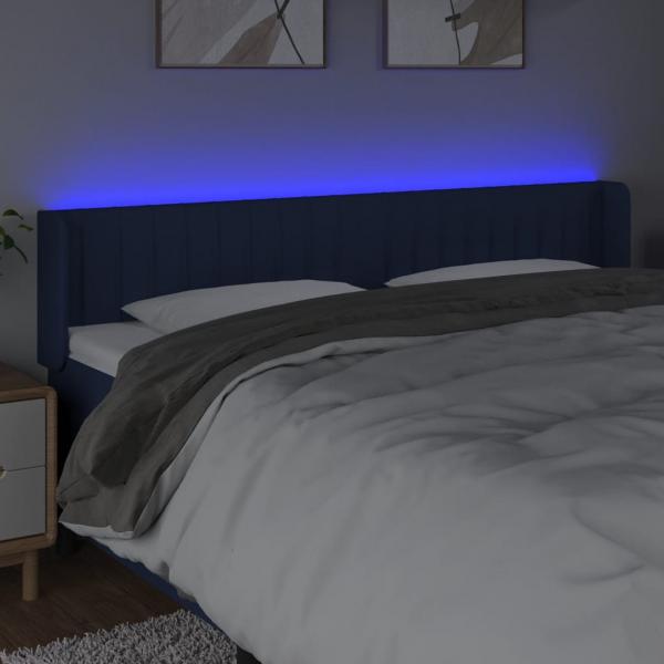 LED Kopfteil Blau 183x16x78/88 cm Stoff