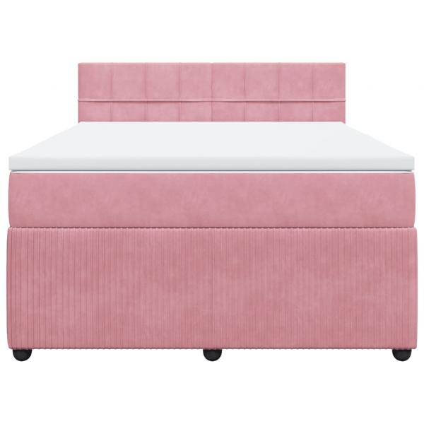 Boxspringbett mit Matratze Rosa 160x200 cm Samt